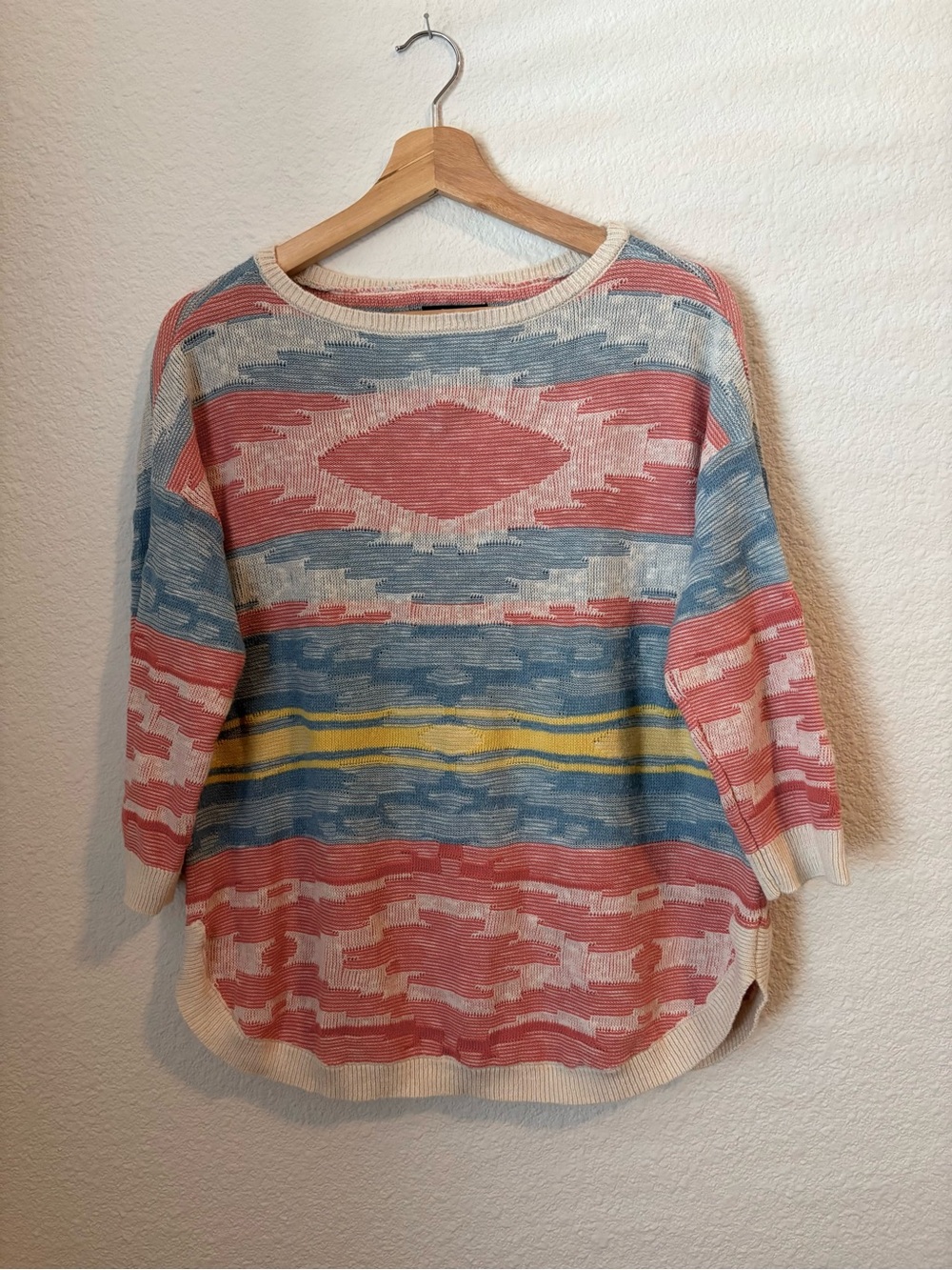 Chaps Multicolor Aztec-Pattern Cotton Sweater